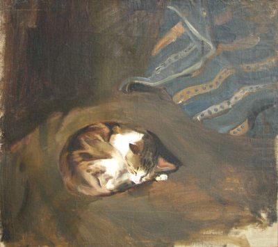 Paul Raud Sleeping cat by Paul Raud china oil painting image